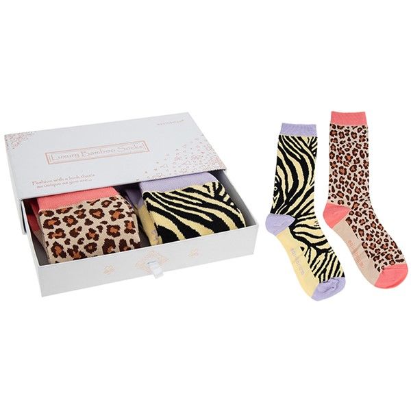 Equilibrium Bamboo Socks Gift Box Animal Print