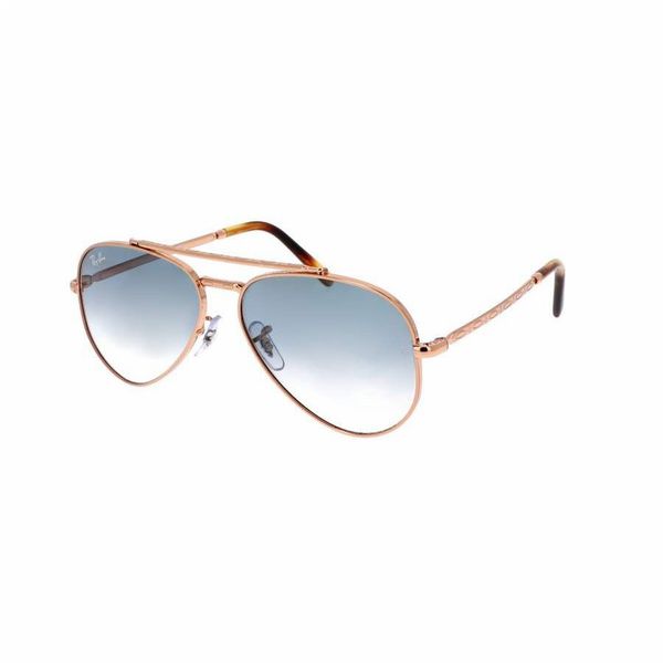 Rayban New Aviator Rose Gold with Clear Gradient Blue Lens